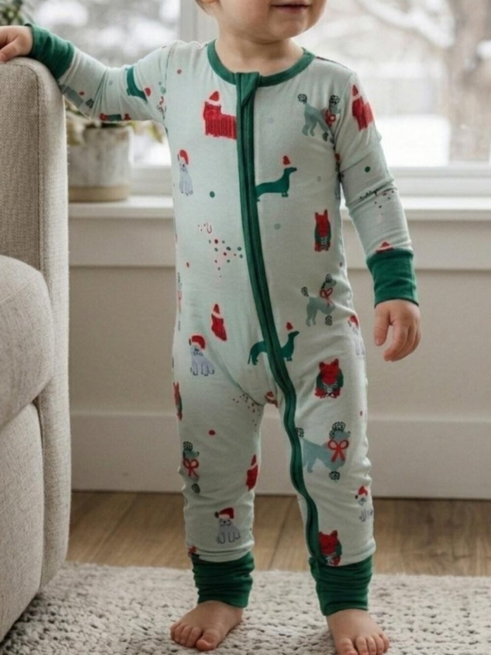 Holiday Pups Bamboo Zippy 18–24M | Kiki + Lulu Double Zipper Convertible Footie